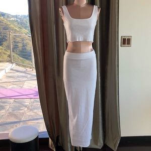 White skirt and crop top set